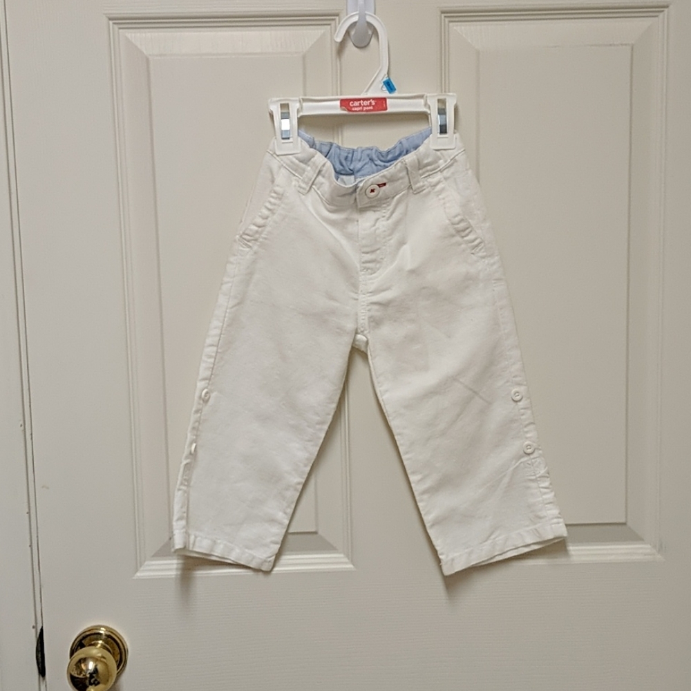 Toddler Boys White Linen-Cotton Pants